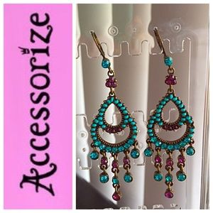 2/$15 Accessorize UK dangly blue / purple earrings