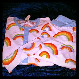 Adult small Rainbow Pajama set- new ~ free shirt