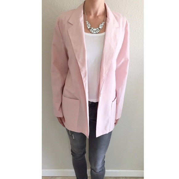 Light Blush Pink Oversized Boyfriend Blazer
