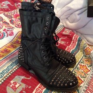 Black spiky combat boots