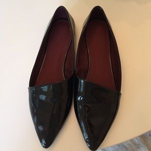 Zara black patent point toe flats