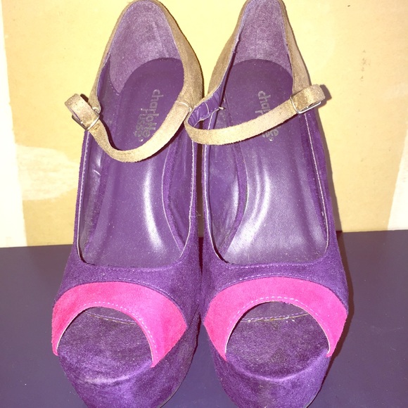 Pink, tan, purple wedges