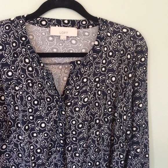 LOFT Tops - Loft printed blue white blouse