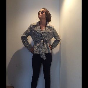 Harve Bernard Leopard Short Blazer w/Tie Size XL