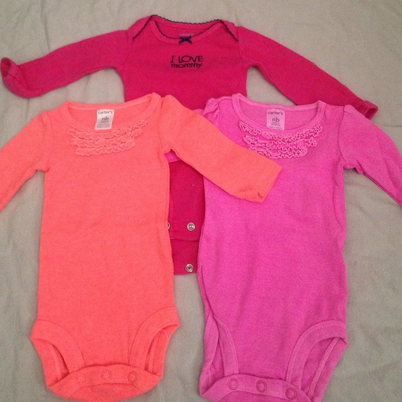 NB baby girl long sleeve onesie bundle