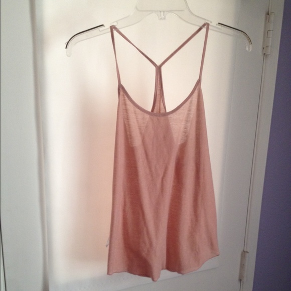 Cross back light pink tank top