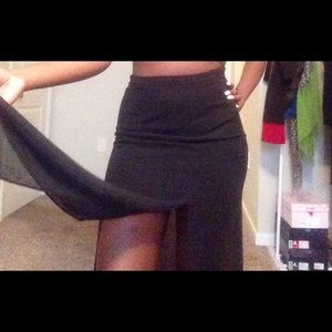 High slit black skirt