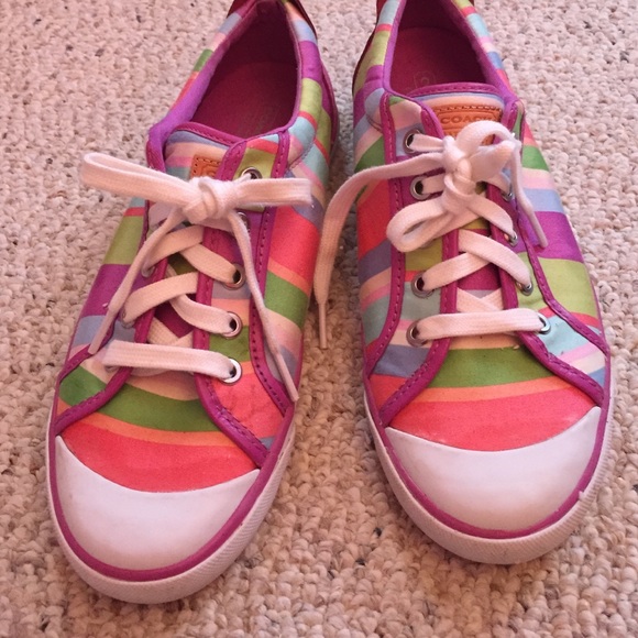 Coach Shoes - Striped Coach tennis shoes.
