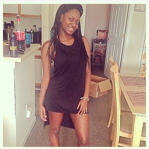 High low basic black dress