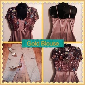 ⭐️Gold Spaghetti Strap Blouse⭐️