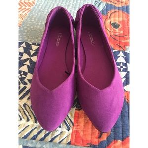 Purple bow back flats