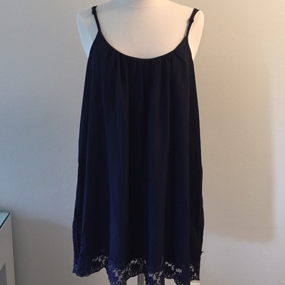 Tobi scoop back lace trip slip dress