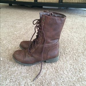 Brown combat boots