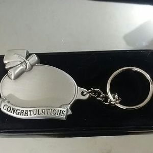 Beautiful Genuine Pewter Graduation Keychain