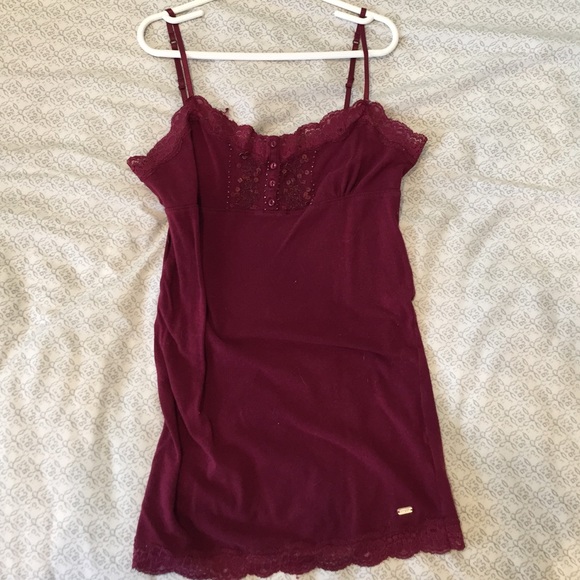 Aeropostale Maroon Sparkle Lace Cami