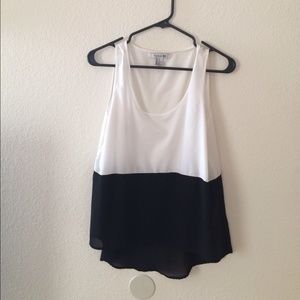 Black and white chiffon high low tank