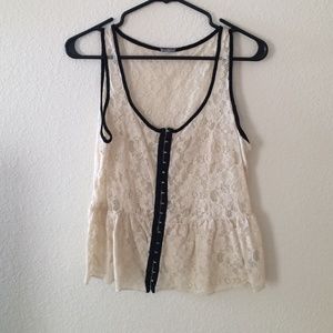 Cream lace peplum tank