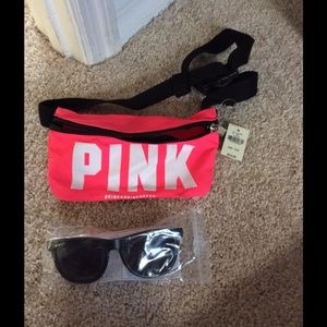 Vs pink fanny pack with sunglasses