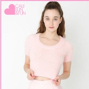 American Apparel Fuzzy Pink Crop Top