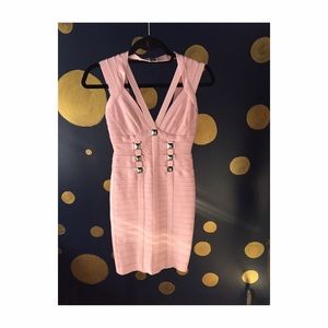 HERVE LEGER baby pink dress
