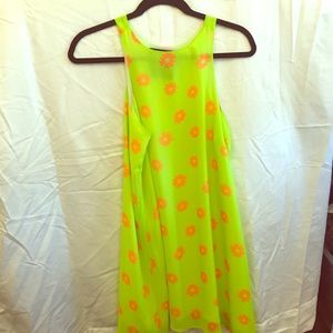 Yellow dress with orange flowers
