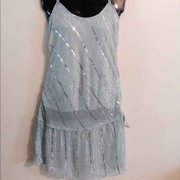 💖Light Blue w/ Silver Sequins Long Tunic💖 - Picture 2 of 4