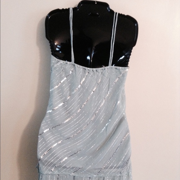 💖Light Blue w/ Silver Sequins Long Tunic💖 - Picture 3 of 4