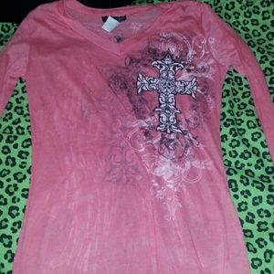 coral pink cross shirt