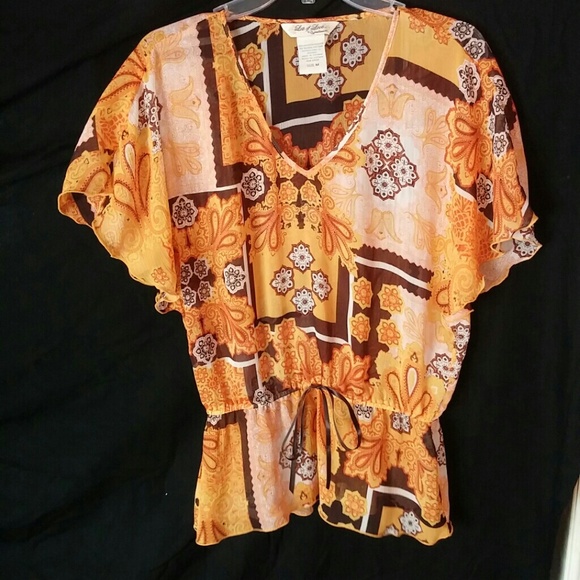 🌟2 for $10.00💥Beautiful print,orange summer top! - Picture 1 of 3