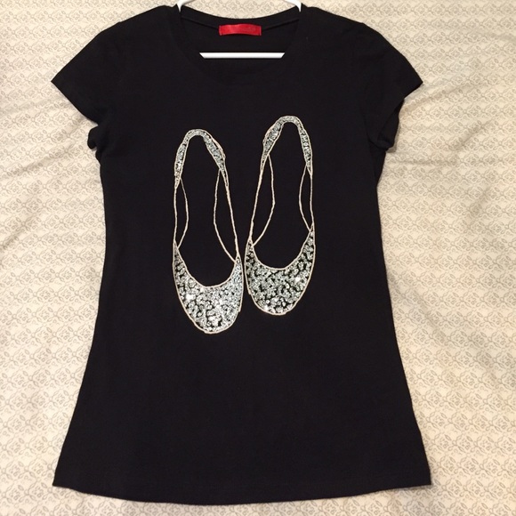 Francesca's black tee with sparkle ballet shoes