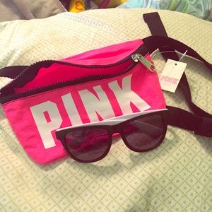 Victoria's Secret fanny pack and sunglasses