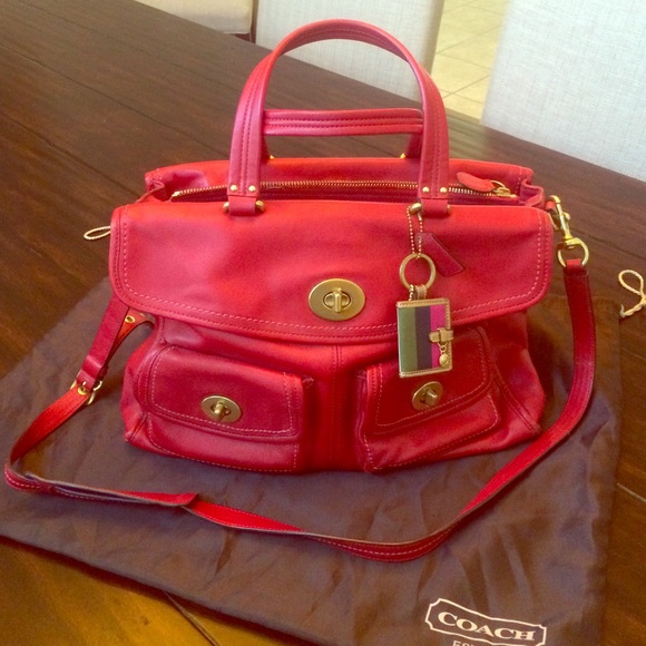 Beautiful Red Leather Coach Career Bag/Briefcase