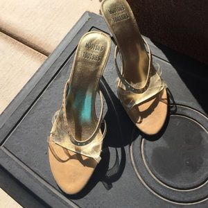 Gold and acrylic open toed heel. Mint condition!
