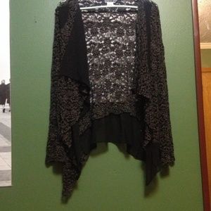 Buckle sheer lace cardigan