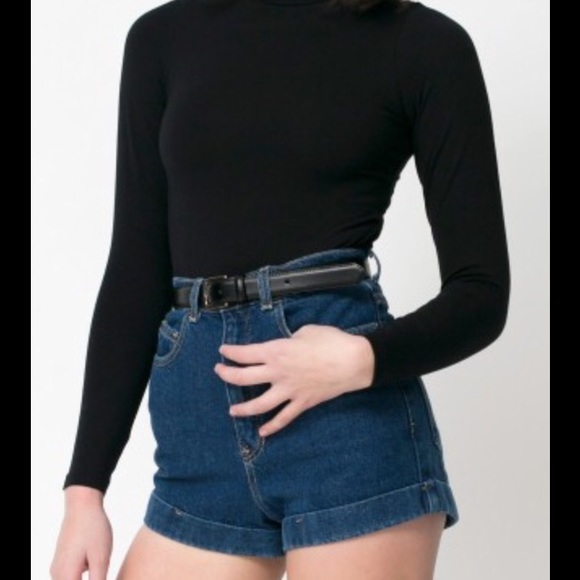 American Apparel Dark Wash High-Waist Jean Shorts