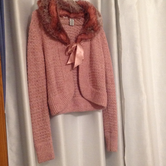 Pink Fur Collar Sweater