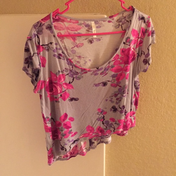 Gray and floral crop top