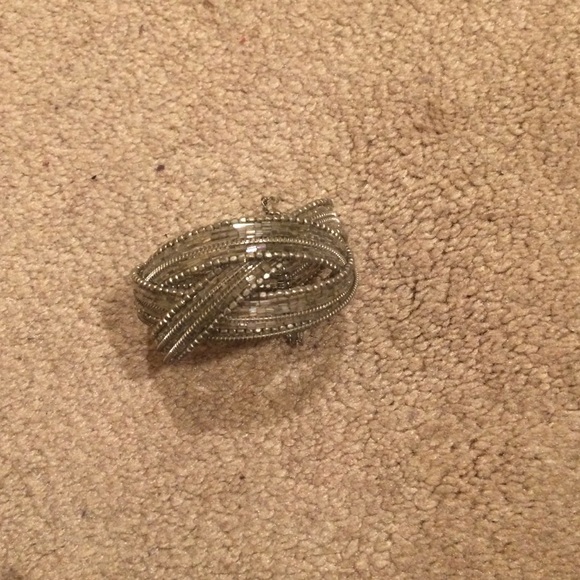 small silver and clear beads woven in bracelet