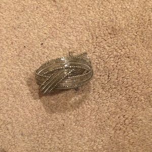 small silver and clear beads woven in bracelet