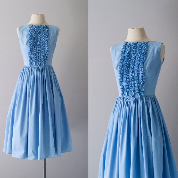 Vintage Dresses | Robins Egg Blue Vintage Ruffle Dress | Color: Blue | Size: 4 | Graciebaker's Closet