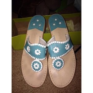 Turquoise/white Jack Rogers sandals