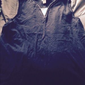 Tank top navy white trim new