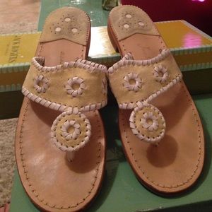Yellow/white jack roger sandals