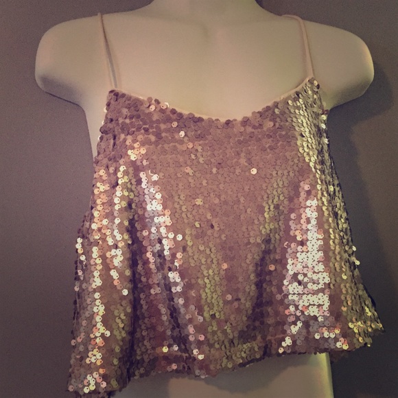Gold Sequined Crop Top