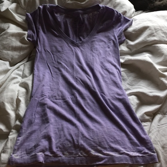 Purple Vintage V neck Tee