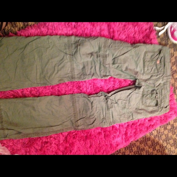 Army green pants/ capris.