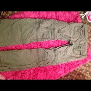 Army green pants/ capris.