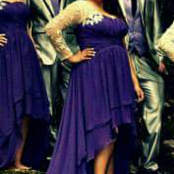 SALE purple & silver formal hi lo dress