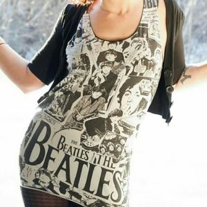 Sleeveless Beatles Collage Tunic Shirt
