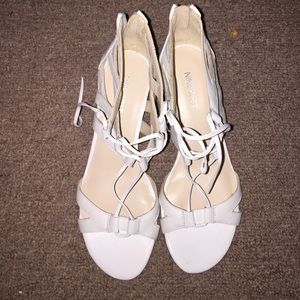 Nine West white heel sandals